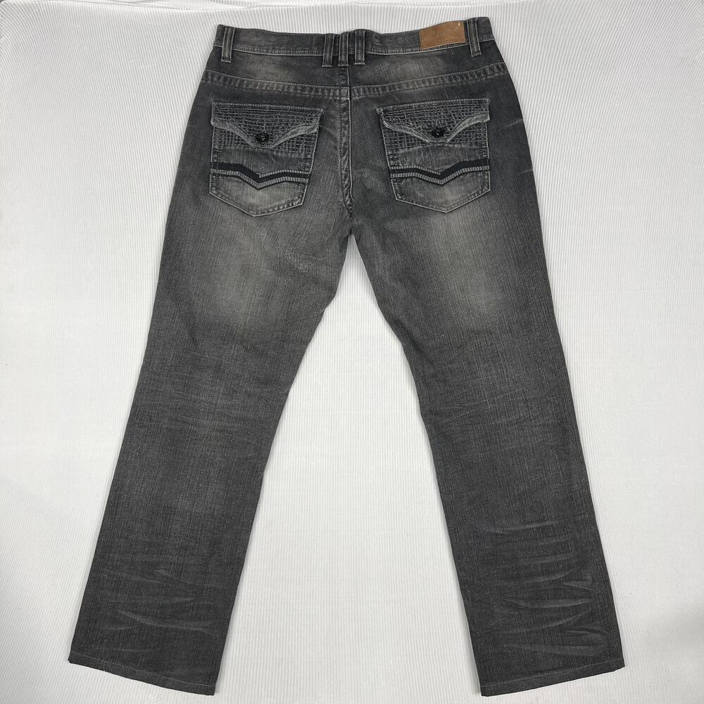 Halifax Jeans Mens 36x32 Gray Dark Wash Regular Straight Leg Denim Flap Pockets